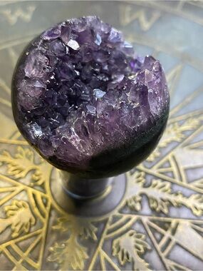Premium Uruguayan Grape Jelly Pac-Man Amethyst Sphere w/ Holder + Tumbles